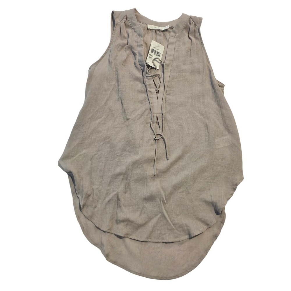 Lush Ashes Lace Up V-Neck Sleeveless High Low‎ Blouse Top Womens XS NEW